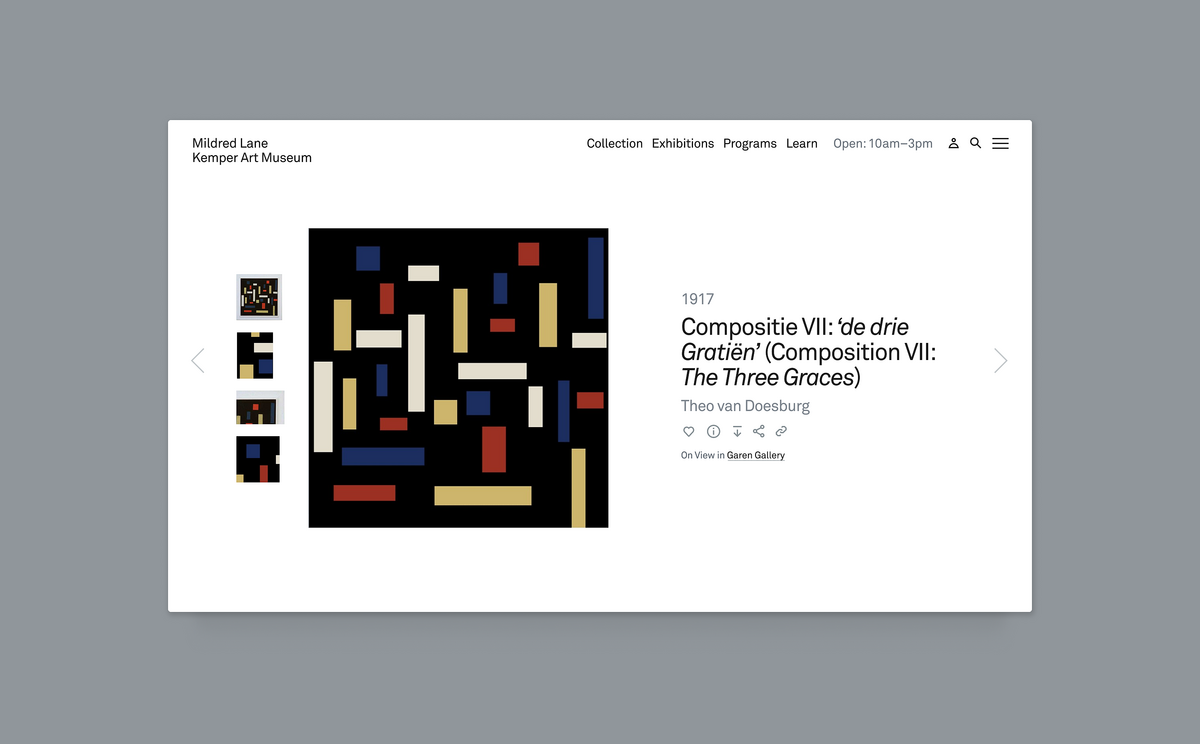 Image of the lightbox feature on the Kemper Art museum website.